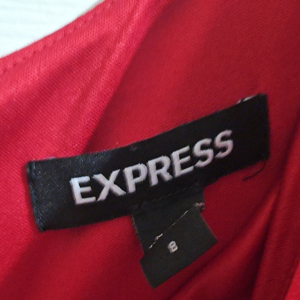 Express Red Asymmetrical Ruffled Jumpsuit - Picture 4 of 4